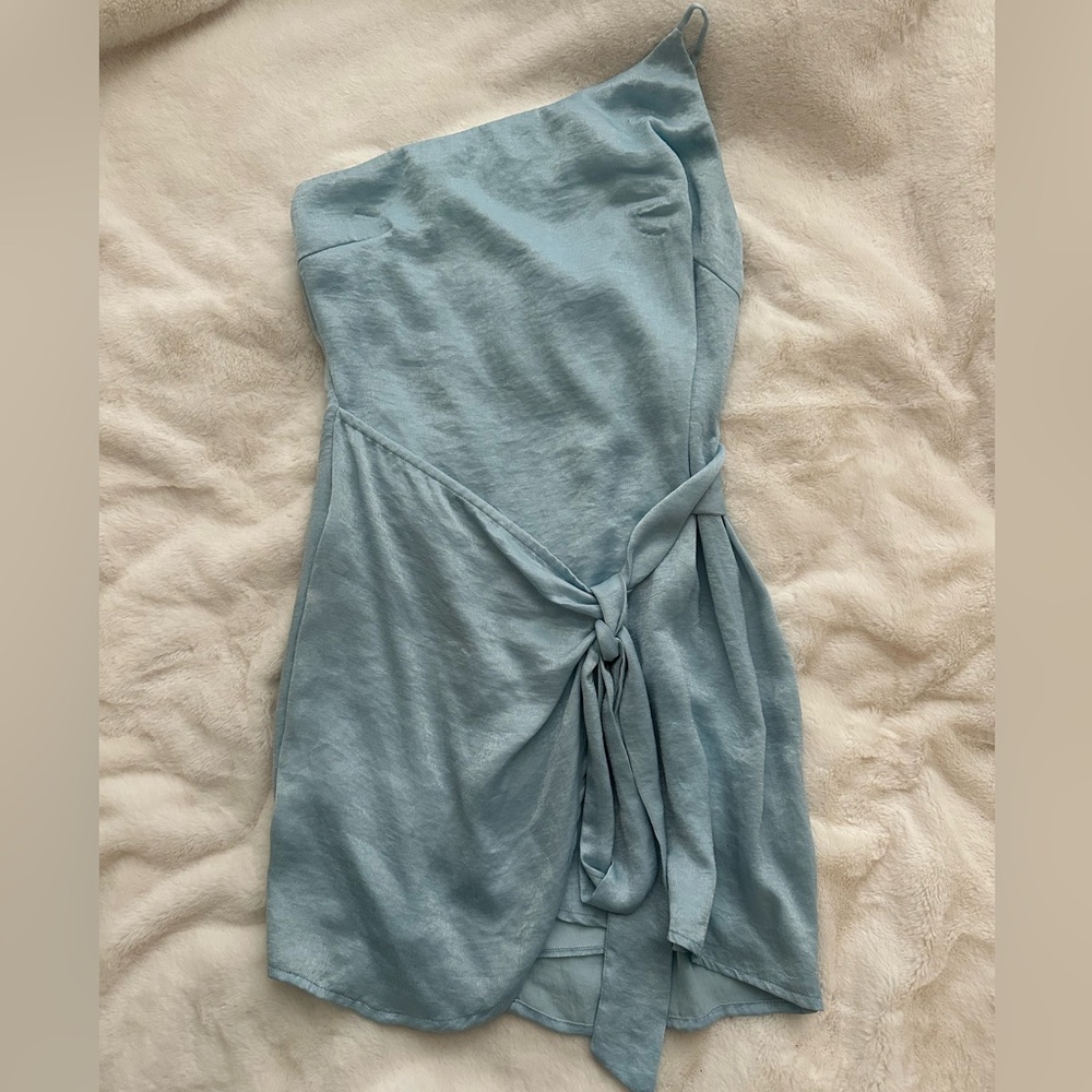 Lucy in the Sky Soft Blue Satin Dress